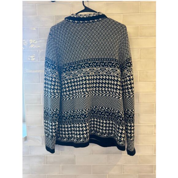 Coldwater Creek Cardigan Sweater Women’s 1X Black White Geometric Knit Pockets - Picture 3 of 6